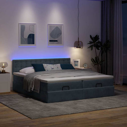 Ottoman-Bett mit Matratzen & LEDs Dunkelgrau 180x200 cm Samt
