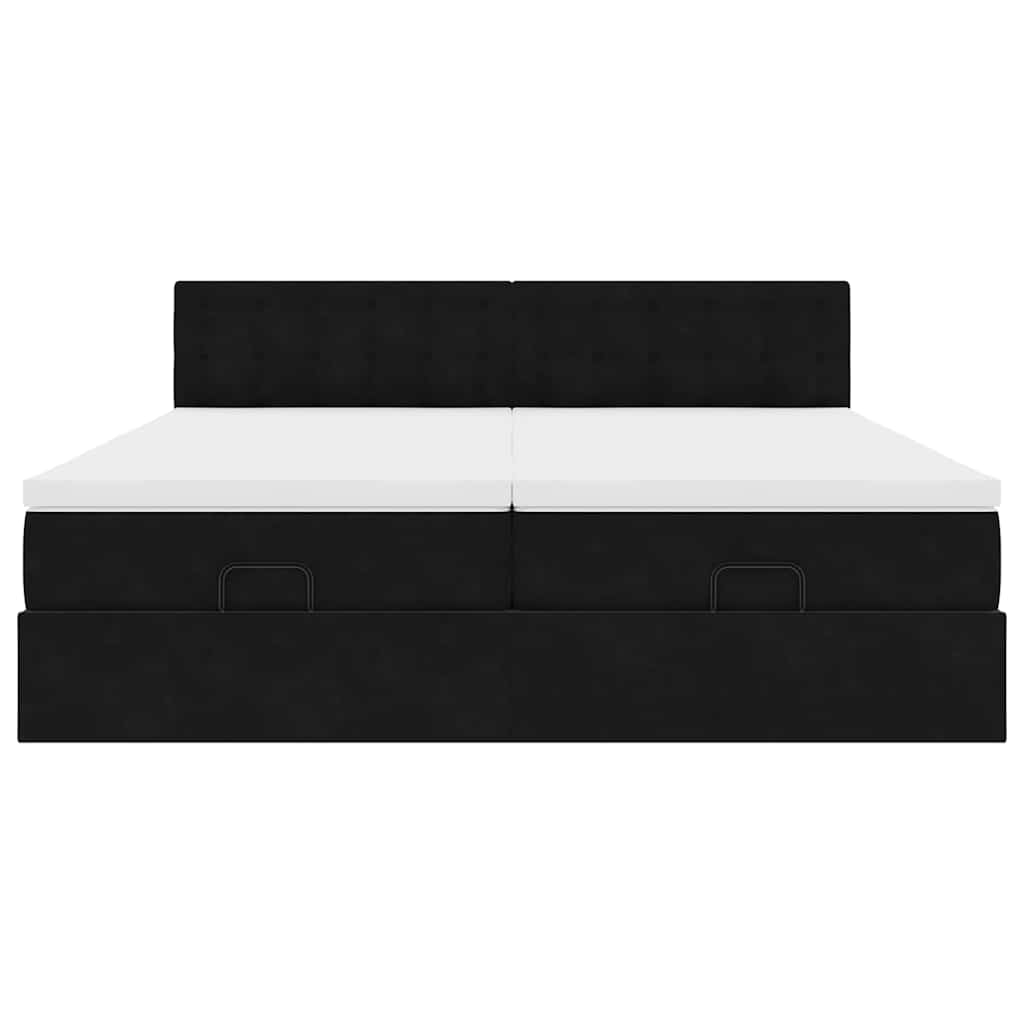 vidaXL Ottoman-Bett mit Matratzen & LEDs Schwarz 200x200 cm Samt