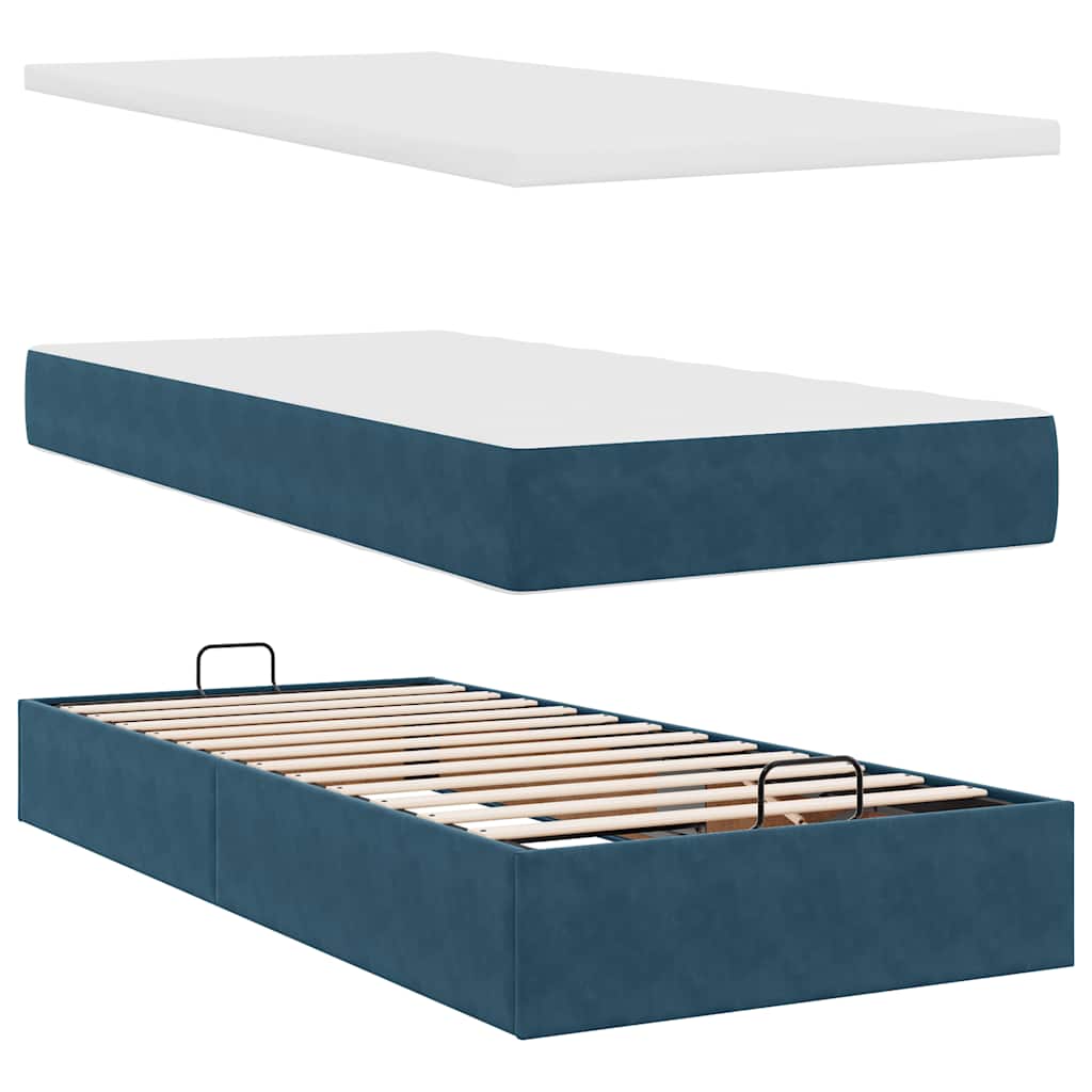 vidaXL Ottoman-Bett mit Matratzen & LED Dunkelblau 200x200 cm Samt