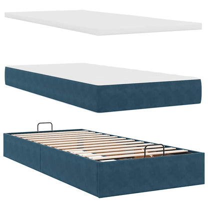 vidaXL Ottoman-Bett mit Matratzen & LED Dunkelblau 200x200 cm Samt