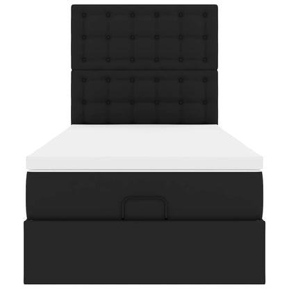 vidaXL Ottoman-Bett mit Matratze Schwarz 80x200 cm Kunstleder
