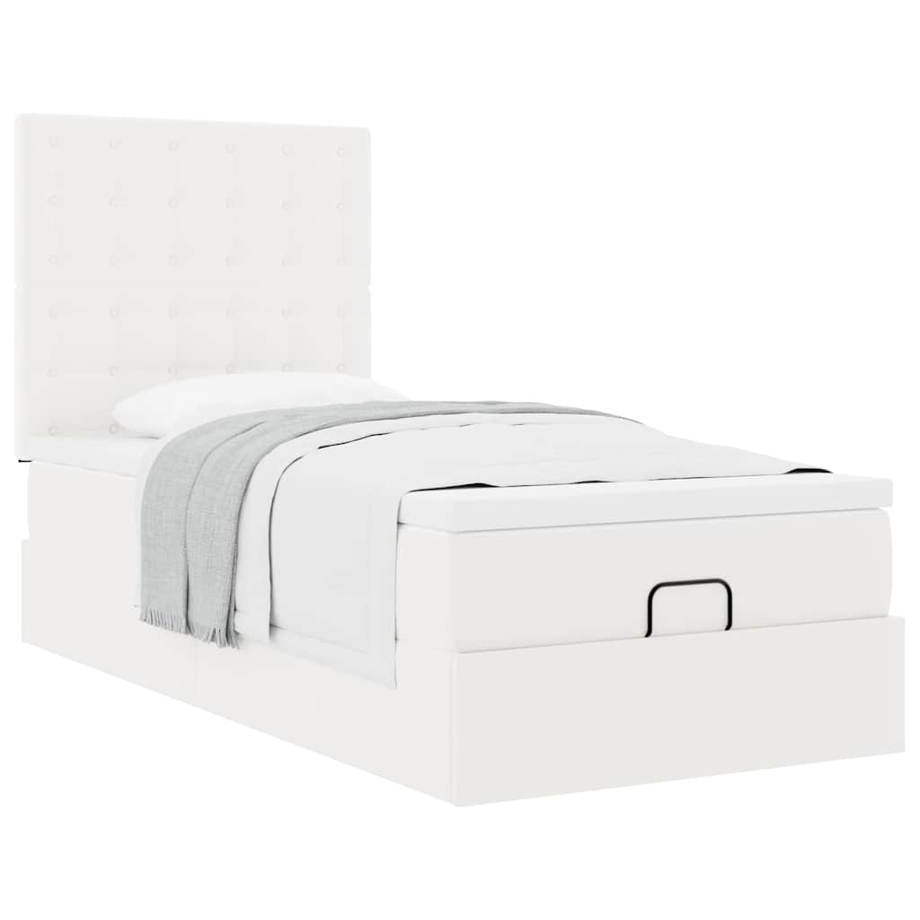 vidaXL Ottoman-Bett mit Matratze Weiß 80x200 cm Kunstleder