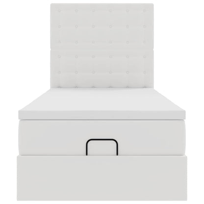Ottoman-Bett mit Matratze Weiß 80x200 cm Kunstleder
