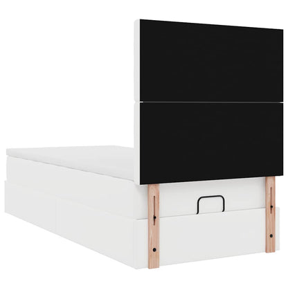 vidaXL Ottoman-Bett mit Matratze Weiß 90x190 cm Kunstleder