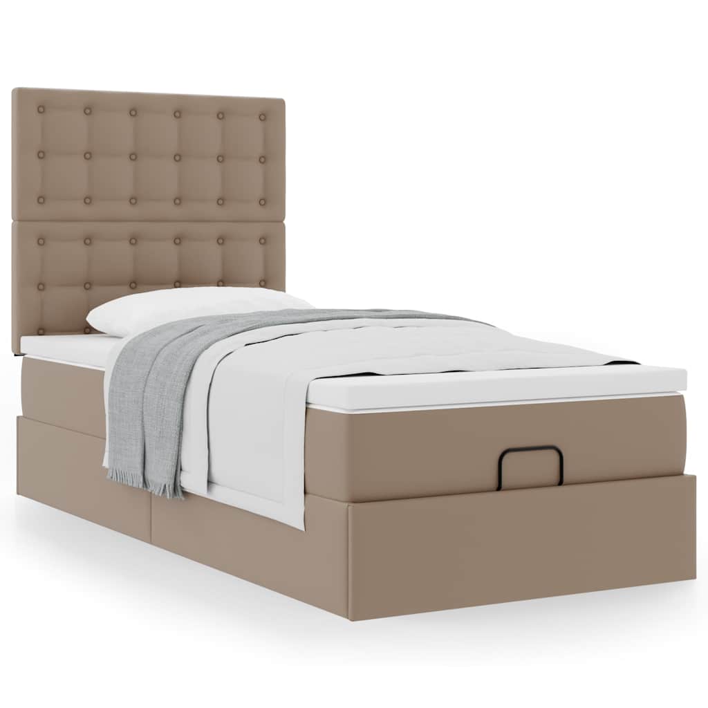 vidaXL Ottoman-Bett mit Matratze Cappuccino-Braun 90x190 cm Kunstleder
