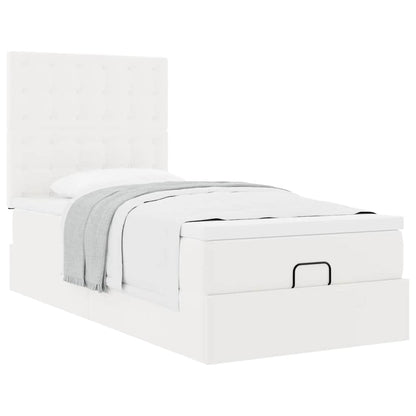 vidaXL Lit ottoman avec matelas Blanc 90x200 cm Similicuir