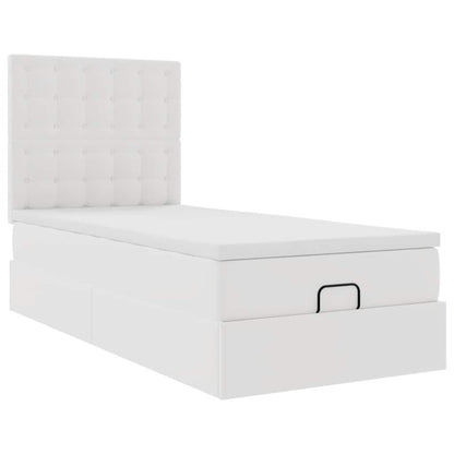 vidaXL Lit ottoman avec matelas Blanc 90x200 cm Similicuir