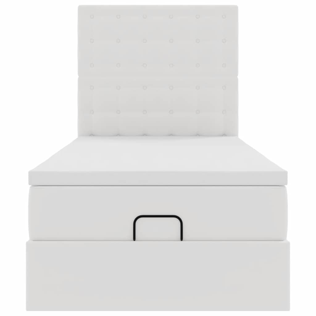 vidaXL Lit ottoman avec matelas Blanc 90x200 cm Similicuir