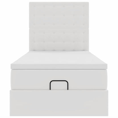 vidaXL Lit ottoman avec matelas Blanc 90x200 cm Similicuir