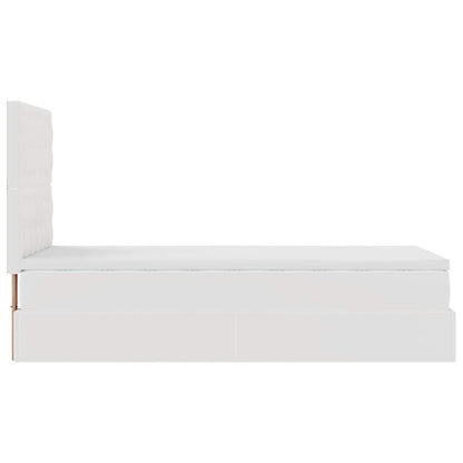 vidaXL Lit ottoman avec matelas Blanc 90x200 cm Similicuir
