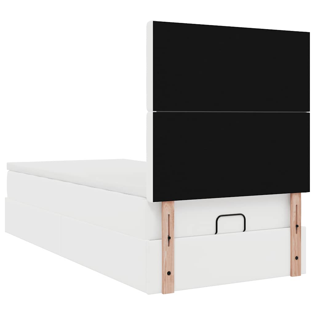 vidaXL Lit ottoman avec matelas Blanc 90x200 cm Similicuir