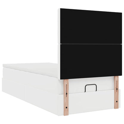 vidaXL Lit ottoman avec matelas Blanc 90x200 cm Similicuir