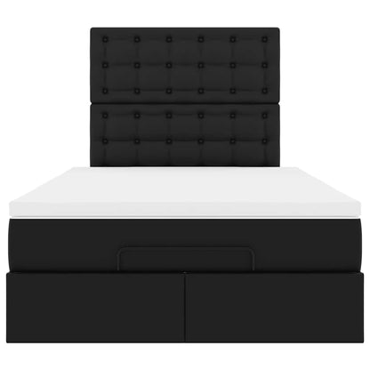 Ottoman-Bett mit Matratze Schwarz 120x190 cm Kunstleder