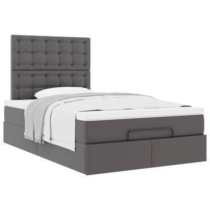 vidaXL Ottoman-Bett mit Matratze Grau 120x190 cm Kunstleder