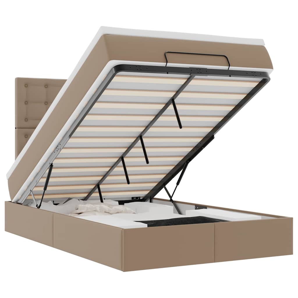 Ottoman-Bett mit Matratze Cappuccino-Braun 120x190cm Kunstleder