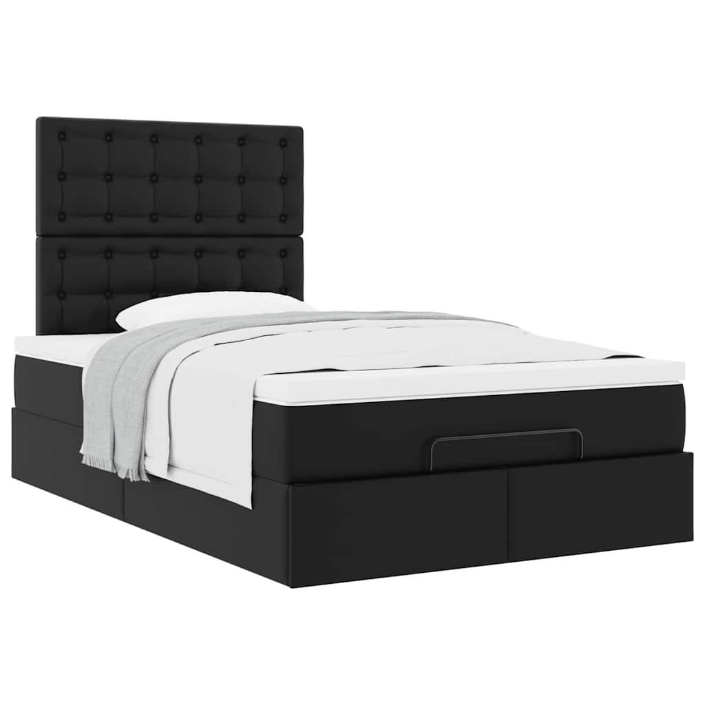 vidaXL Ottoman-Bett mit Matratze Schwarz 120x200 cm Kunstleder