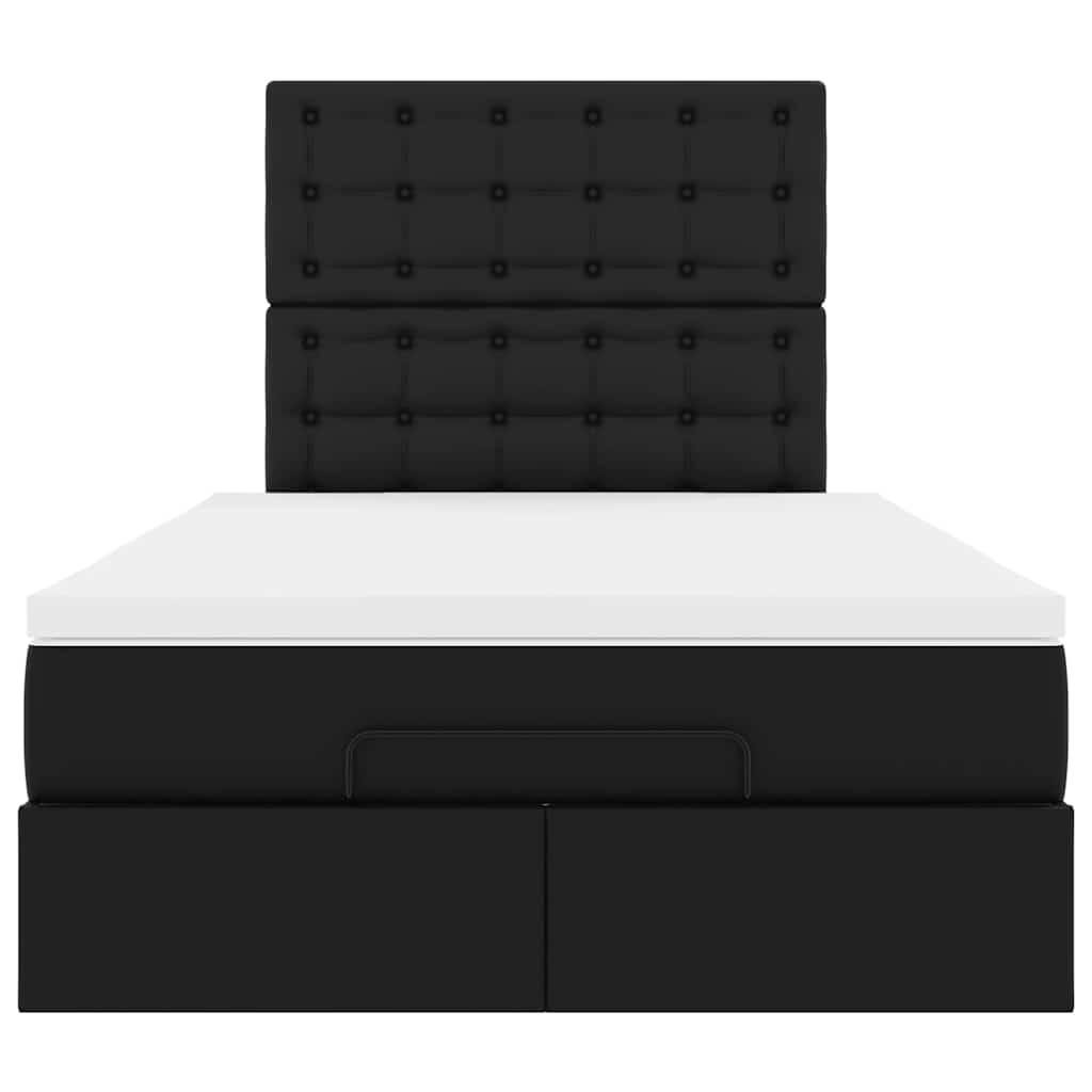 vidaXL Ottoman-Bett mit Matratze Schwarz 120x200 cm Kunstleder