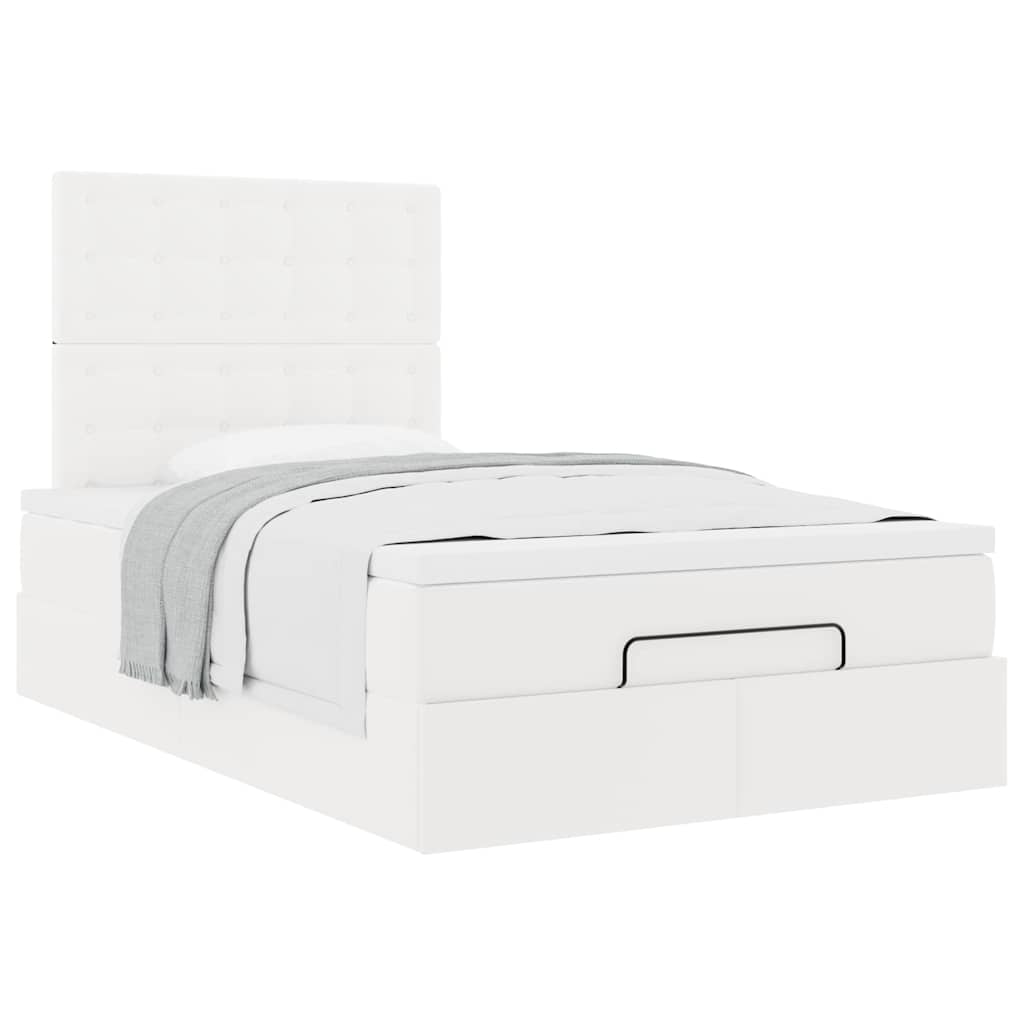 vidaXL Ottoman-Bett mit Matratze Weiß 120x200 cm Kunstleder