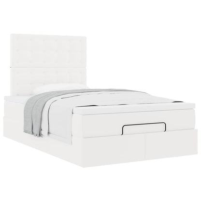 vidaXL Ottoman-Bett mit Matratze Weiß 120x200 cm Kunstleder