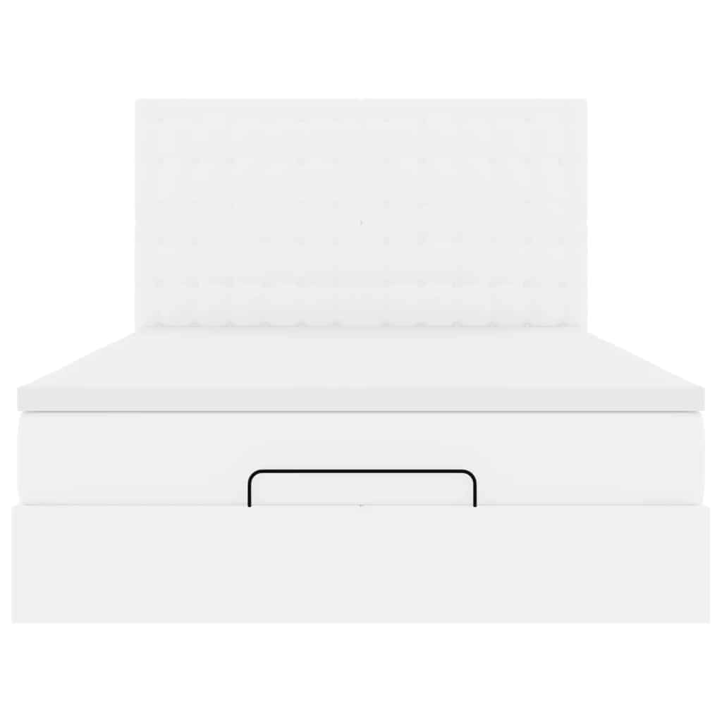 vidaXL Ottoman-Bett mit Matratze Weiß 140x190 cm Kunstleder