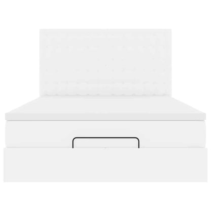 vidaXL Ottoman-Bett mit Matratze Weiß 140x190 cm Kunstleder