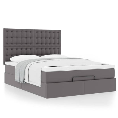 vidaXL Ottoman-Bett mit Matratze Grau 140x190 cm Kunstleder