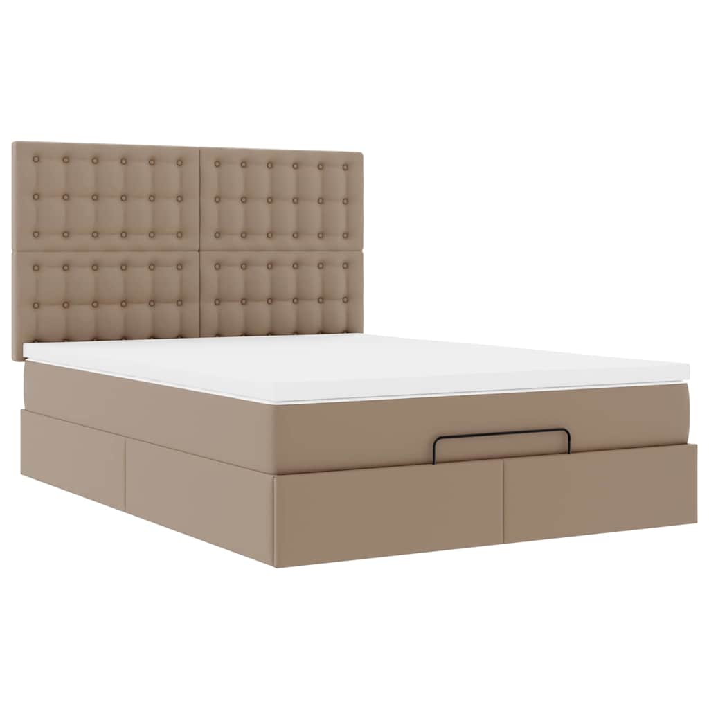 vidaXL Ottoman-Bett mit Matratze Cappuccino-Braun 140x190cm Kunstleder