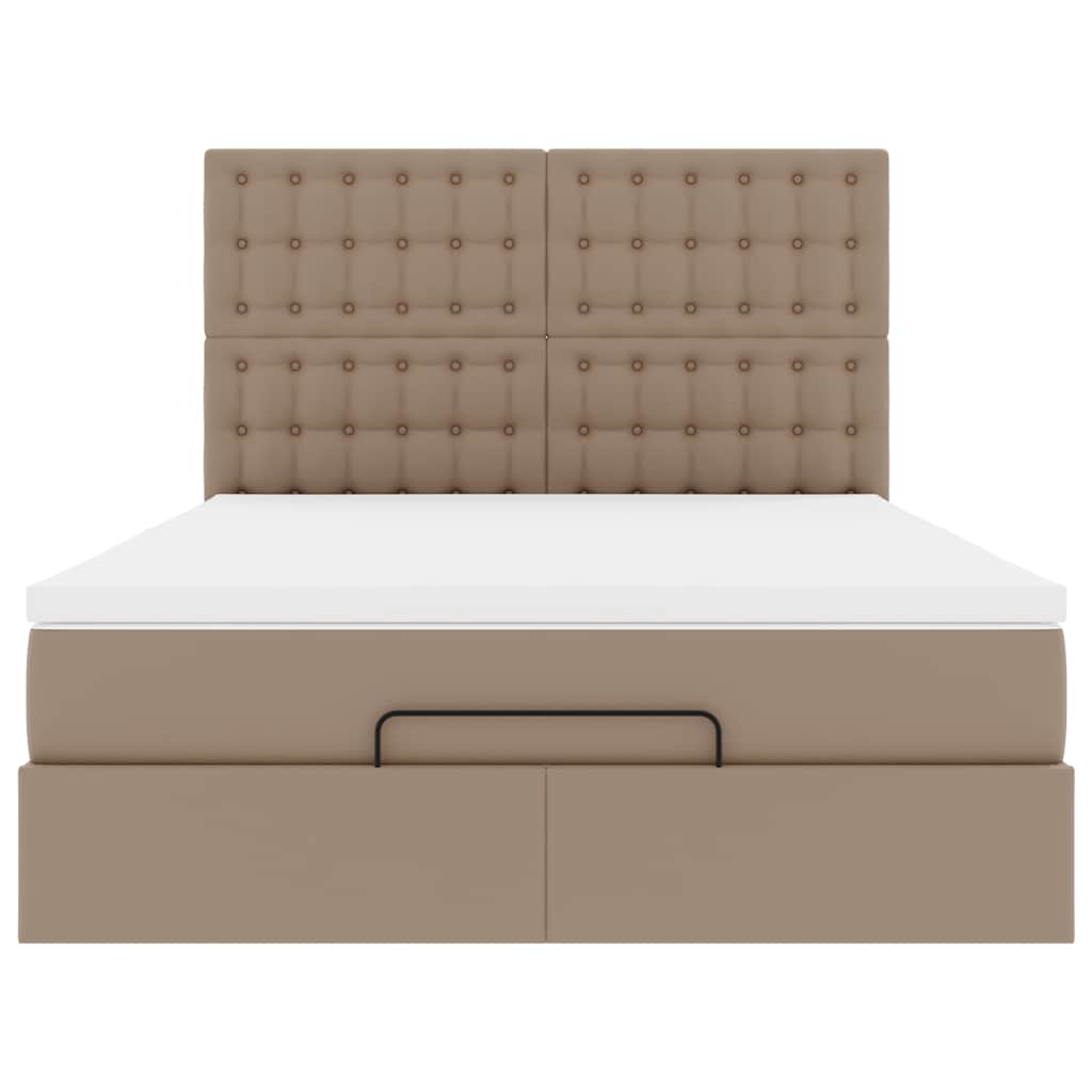 vidaXL Ottoman-Bett mit Matratze Cappuccino-Braun 140x190cm Kunstleder