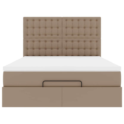 vidaXL Ottoman-Bett mit Matratze Cappuccino-Braun 140x190cm Kunstleder