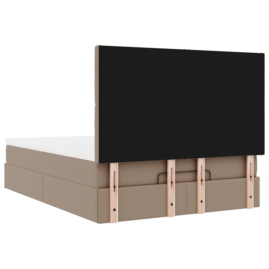 vidaXL Ottoman-Bett mit Matratze Cappuccino-Braun 140x190cm Kunstleder