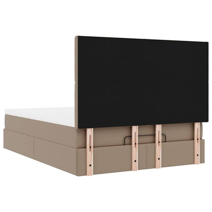 vidaXL Ottoman-Bett mit Matratze Cappuccino-Braun 140x190cm Kunstleder