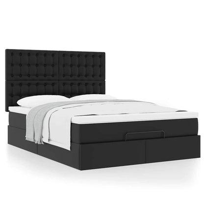 vidaXL Ottoman-Bett mit Matratze Schwarz 140x200 cm Kunstleder
