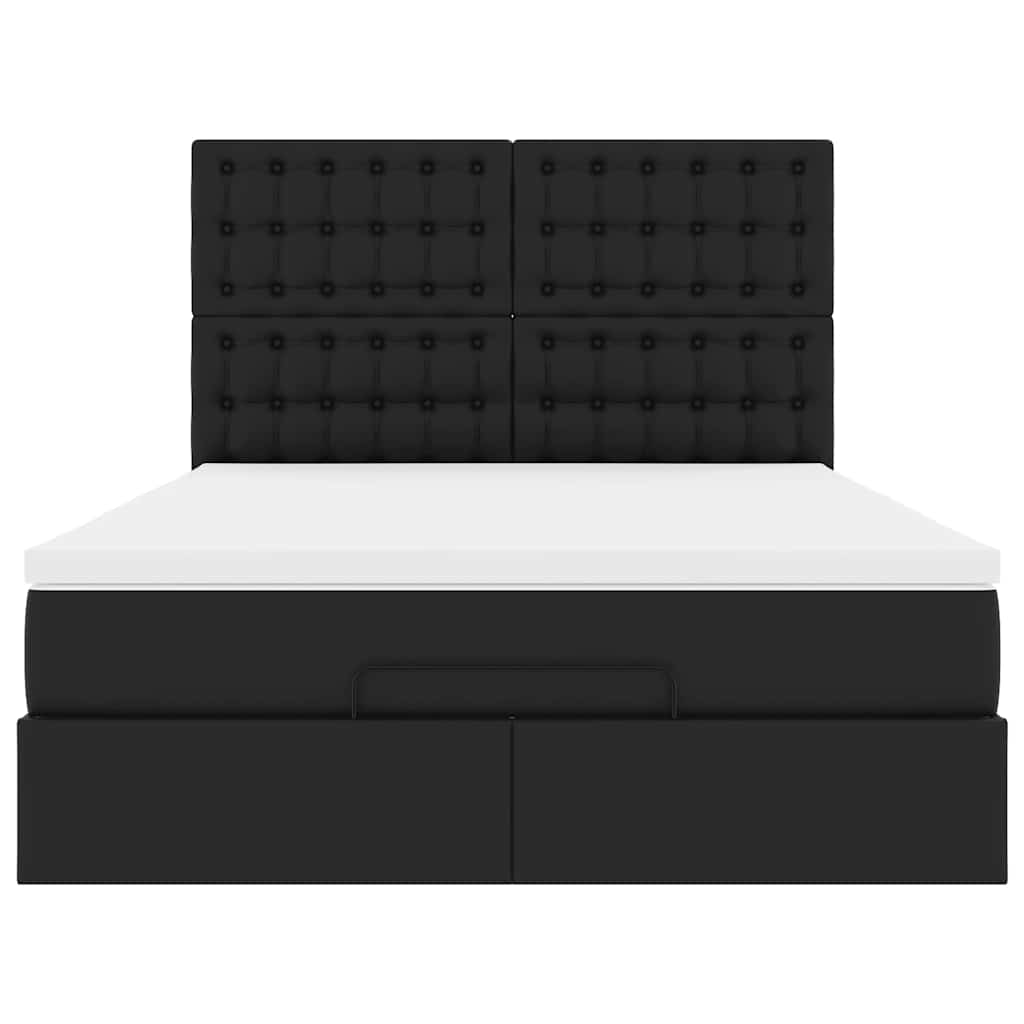 vidaXL Ottoman-Bett mit Matratze Schwarz 140x200 cm Kunstleder