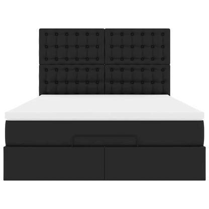 vidaXL Ottoman-Bett mit Matratze Schwarz 140x200 cm Kunstleder