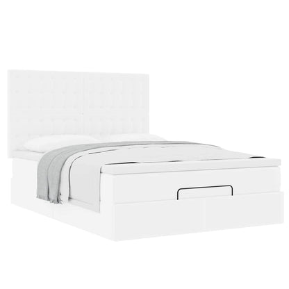 vidaXL Ottoman-Bett mit Matratze Weiß 140x200 cm Kunstleder