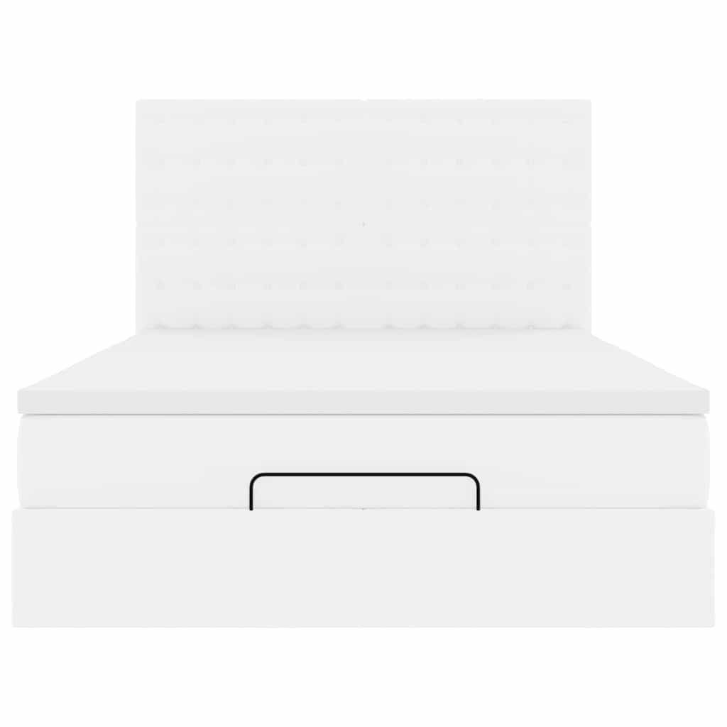 vidaXL Ottoman-Bett mit Matratze Weiß 140x200 cm Kunstleder