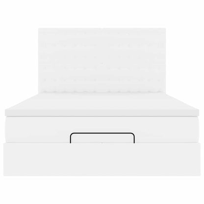 vidaXL Ottoman-Bett mit Matratze Weiß 140x200 cm Kunstleder