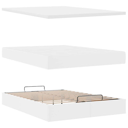 vidaXL Ottoman-Bett mit Matratze Weiß 140x200 cm Kunstleder