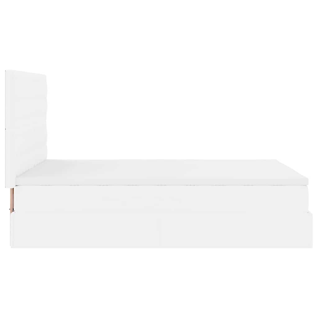 vidaXL Ottoman-Bett mit Matratze Weiß 140x200 cm Kunstleder