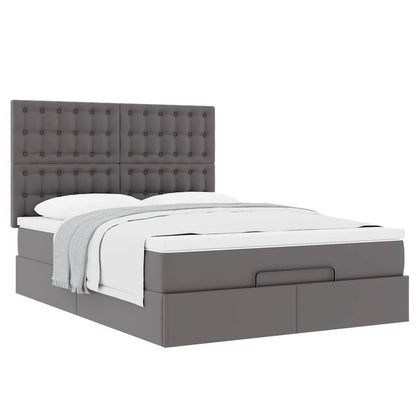 vidaXL Ottoman-Bett mit Matratze Grau 140x200 cm Kunstleder