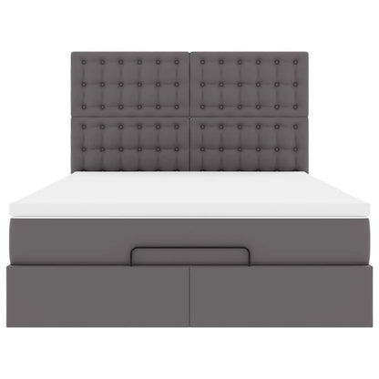Ottoman-Bett mit Matratze Grau 140x200 cm Kunstleder