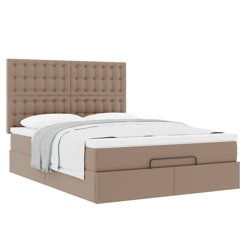 vidaXL Ottoman-Bett mit Matratze Cappuccino-Braun 140x200cm Kunstleder