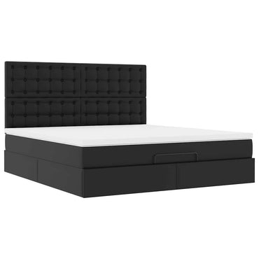 vidaXL Lit coffre avec matelas Noir 160x200 cm Similicuir