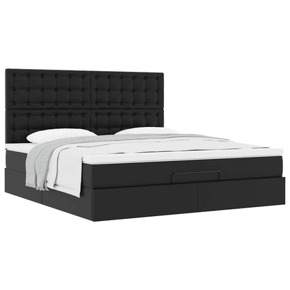 vidaXL Lit coffre avec matelas Noir 160x200 cm Similicuir