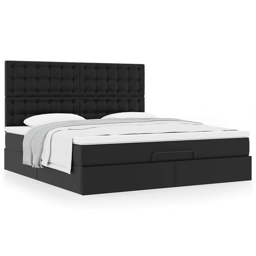 vidaXL Lit coffre avec matelas Noir 160x200 cm Similicuir