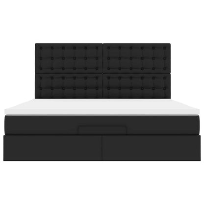 vidaXL Lit coffre avec matelas Noir 160x200 cm Similicuir