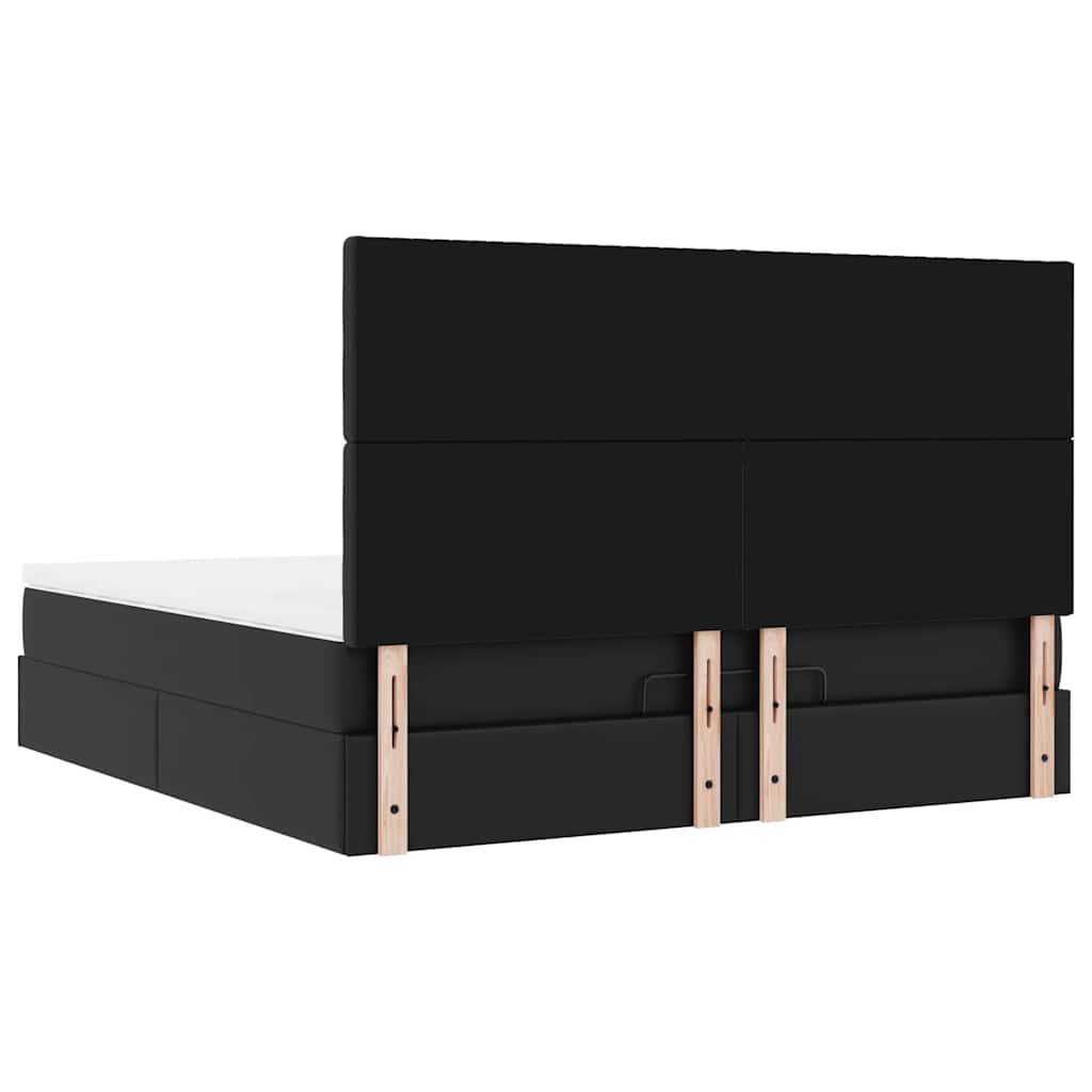 vidaXL Lit coffre avec matelas Noir 160x200 cm Similicuir