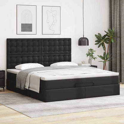 vidaXL Lit coffre avec matelas Noir 160x200 cm Similicuir