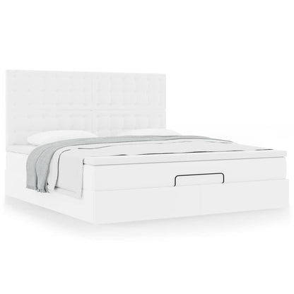 vidaXL Ottoman-Bett mit Matratze Weiß 160x200 cm Kunstleder