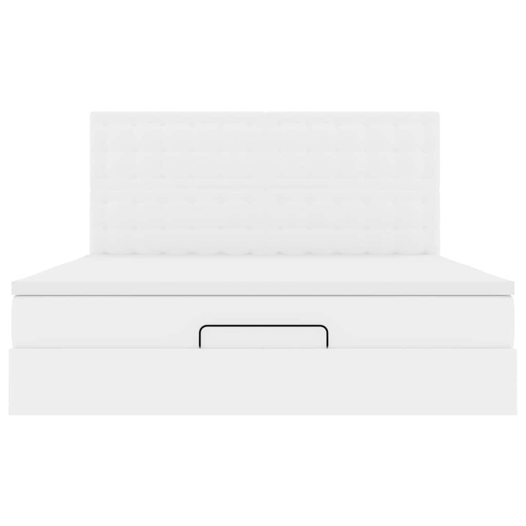 Ottoman-Bett mit Matratze Weiß 160x200 cm Kunstleder